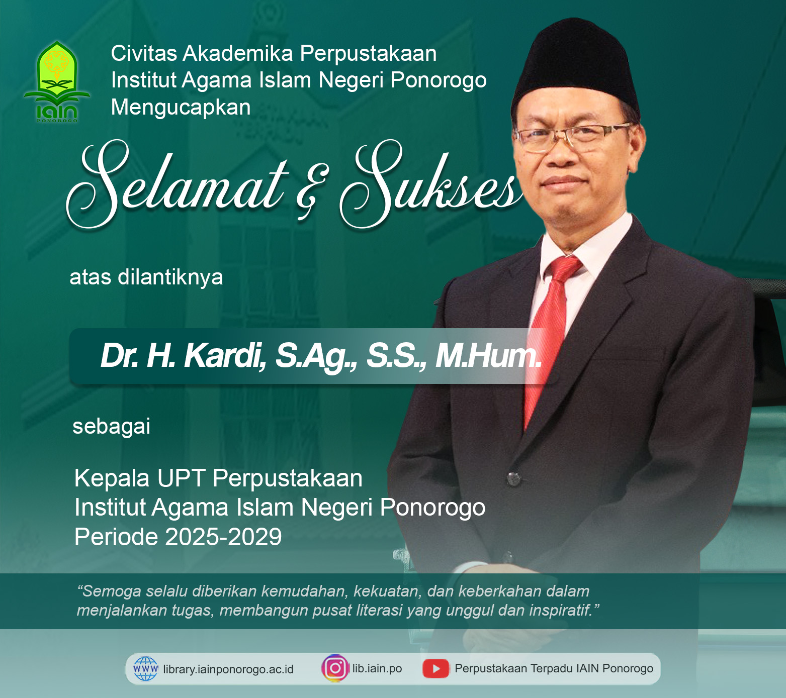 SELAMAT DAN SUKSES ATAS PELANTIKAN KEPALA PERPUSTAKAAN – Perpustakaan ...
